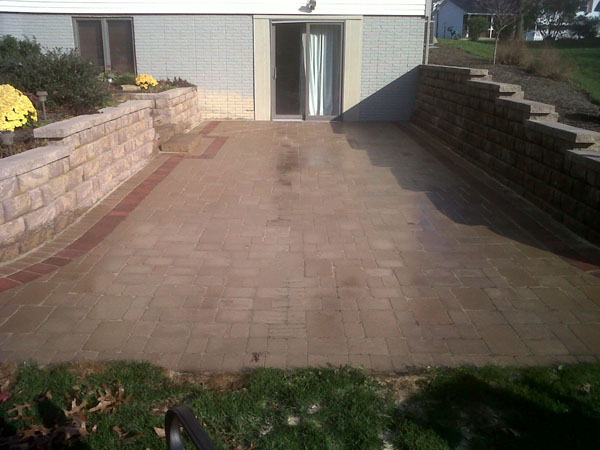 Anchor Block Retaining Wall with Brussels Paver Patio